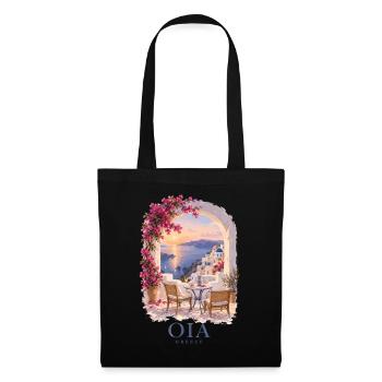 Oia Griechenland Vintage-Sommer-Charme - Stoffbeutel - Schwarz - Vorne
