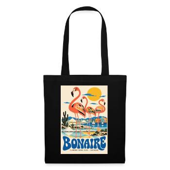 Erleben Sie Bonaire und retro niederländische Karibik-Vibes - Stoffbeutel - Schwarz - Vorne