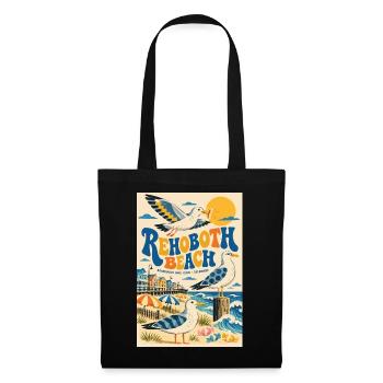 Erleben Sie Rehoboth Beach, Delaware Retro Seaside - Stoffbeutel - Schwarz - Vorne