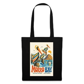Erleben Sie den Retro-Charme von Morro Bay, Kalifornien, - Stoffbeutel - Schwarz - Vorne