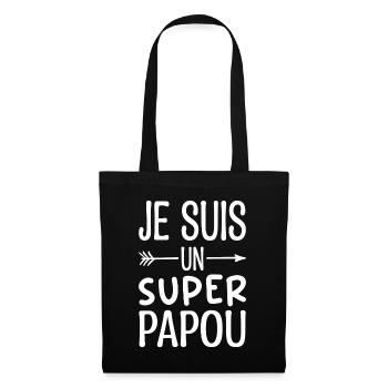 Ich bin ein Super-Papua - Papua-Humor Lustiges Geschenk - Stoffbeutel - Schwarz - Vorne