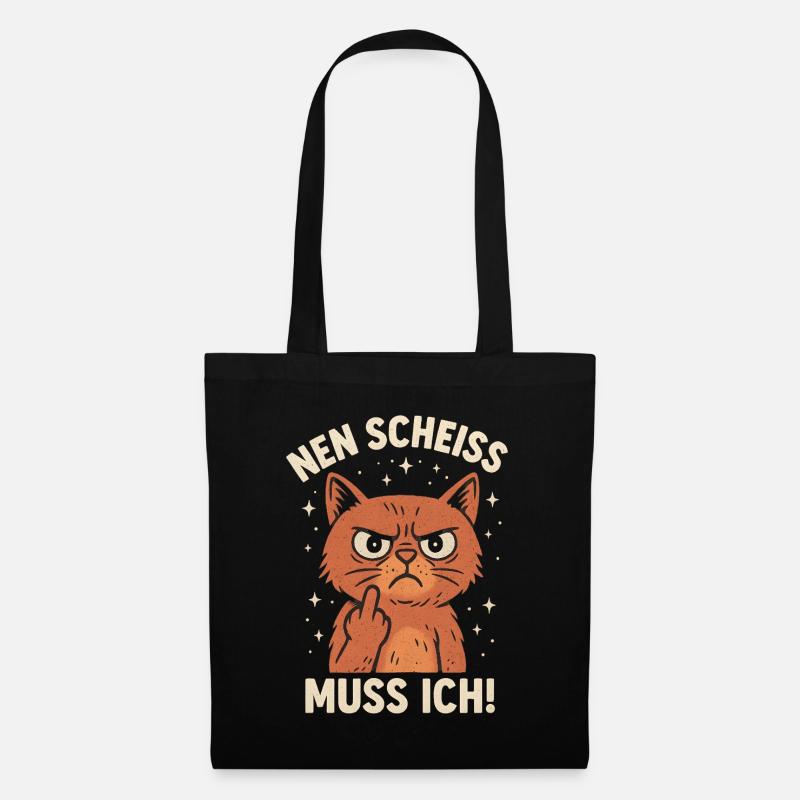 Mittelfinger Katze Nen Scheiss Kollege - Stoffbeutel - Schwarz