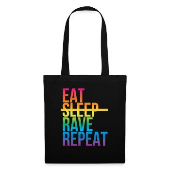 Rave - Eat sleep repeat3 - Stoffbeutel - Schwarz - Vorne