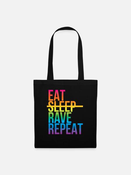 Rave - Eat sleep repeat3 - Stoffbeutel - Schwarz