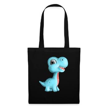 Niedlicher Dino Kleidung für Kinder & Neugeborene - Stoffbeutel - Schwarz - Vorne