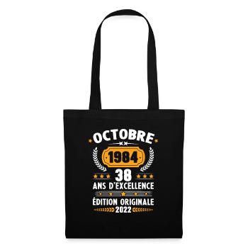 Cadeau D'anniversaire Rétro 38 Ans Octobre 1984 - Sac en tissu - noir - Devant