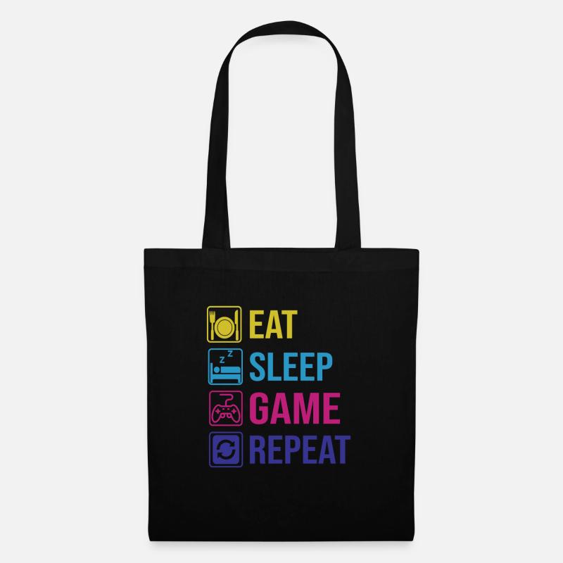 Eat. Sleep.GAME. Repeat. - Stoffbeutel - Schwarz