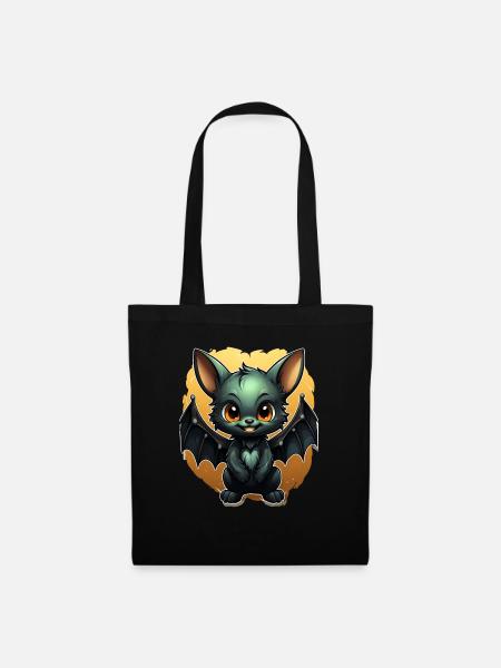 Bat Halloween I Cartoon Cute Bat - Stoffbeutel - Schwarz
