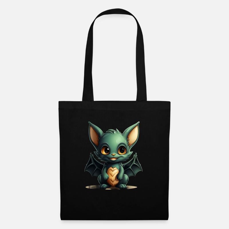 Bat Halloween I Cartoon Cute Bat - Stoffbeutel - Schwarz