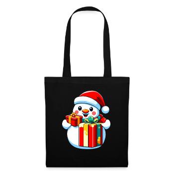 bonhomme de neige avec cadeaux - Sac en tissu - noir - Devant