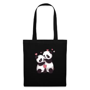 Ich liebe dich, Panda - Stoffbeutel - Schwarz - Vorne