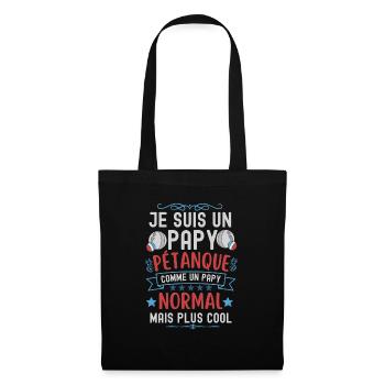 Papy pétanque - Sac en tissu - noir - Devant