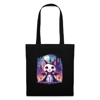 Chat vampire d’Halloween mignon - Sac en tissu - noir - Devant