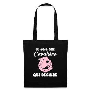 Cavalière cheval humour - Sac en tissu - noir - Devant