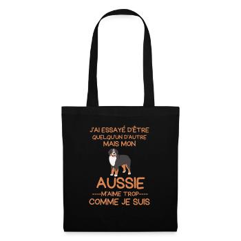 Berger australien aussie m aime trop - Sac en tissu - noir - Devant
