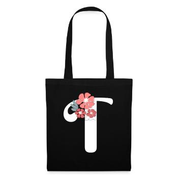 Lettre t fleurs minimalistes - Sac en tissu - noir - Devant