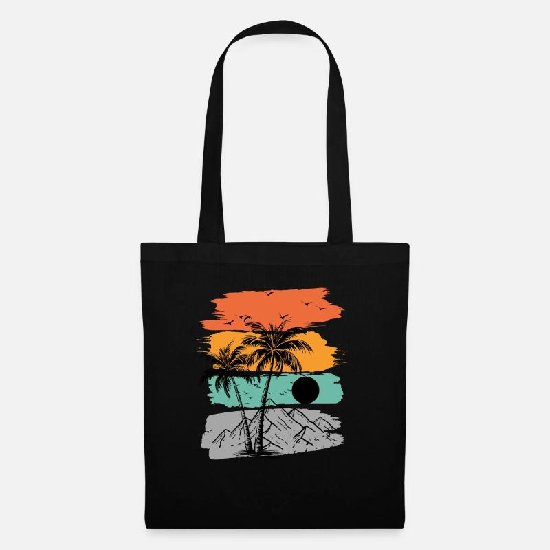 Summer beach palm mountains - Tote Bag - black