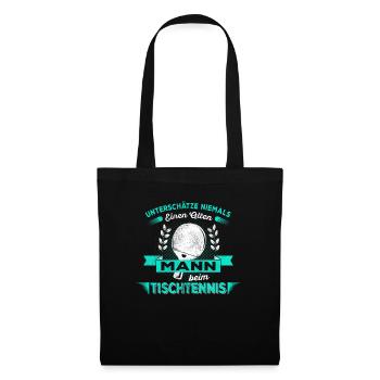 Alter Mann -Tischtennis | Vintage Retro Style - Stoffbeutel - Schwarz - Vorne