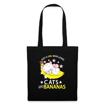 Just a girl who loves cats & Bananas - Stoffbeutel - Schwarz - Vorne