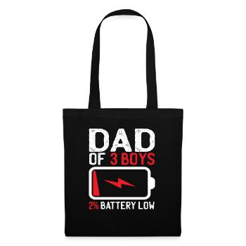 Papa Von 3 Jungs Humor Geschenk Familie Günstig - Stoffbeutel - Schwarz - Vorne
