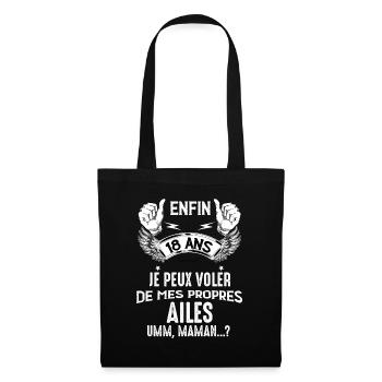 Idée Cadeau 18 Ans Humour Enfin Adulte - Sac en tissu - noir - Devant