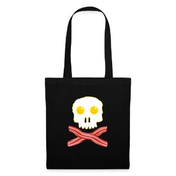 Speck und Eier Totenkopf Skull - Bacon Eggs - Stoffbeutel - Schwarz - Vorne