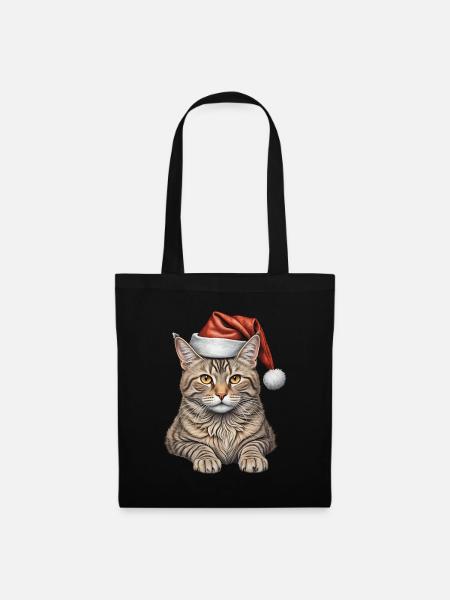 Cute christmas cat - Kangaskassi - musta