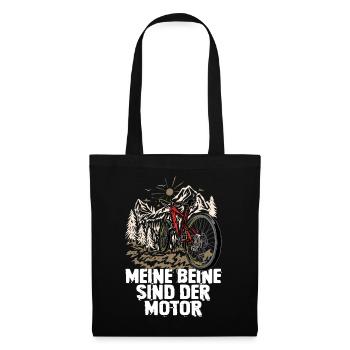 Meine Beine Sind der Motor Mountainbike - Stoffbeutel - Schwarz - Vorne