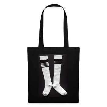 Socken was sonst? Schwarz & Weiss Retro - 4REUNDK - Stoffbeutel - Schwarz - Vorne