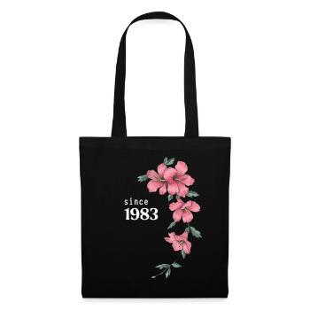 1983 Hibiskus pink - Stoffbeutel - Schwarz - Vorne