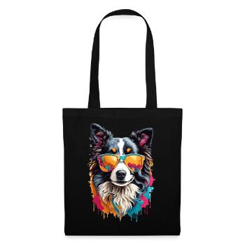 Cute Border Collie: Cool in Sunglasses - Tote Bag - black - Front