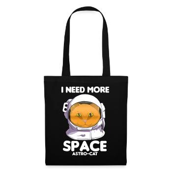 I Need More Space Astro-Cat Katzenliebhaber - Stoffbeutel - Schwarz - Vorne