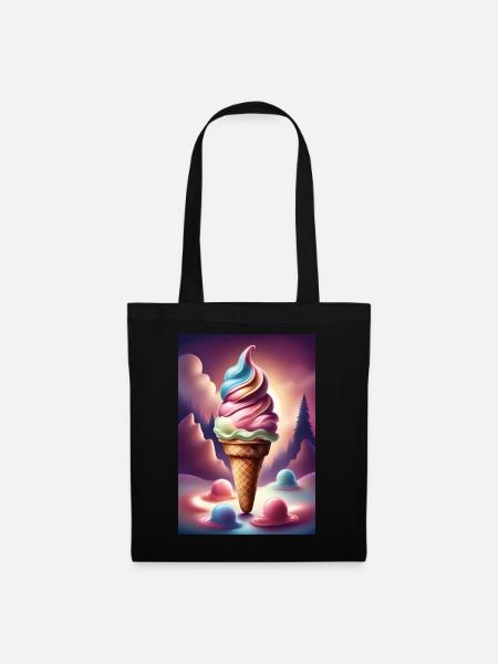 T-Shirt-Design mit schmelzender Eiscreme - Stoffbeutel - Schwarz