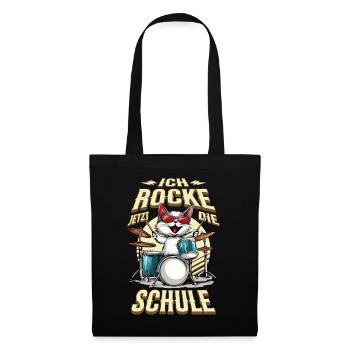 School Child School Enrollment Cat Drums Rock Music - Tote Bag - black - Front