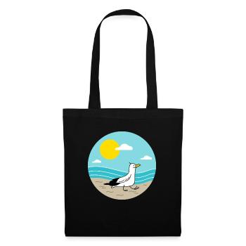 Möwe am Meer - Stoffbeutel - Schwarz - Vorne