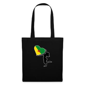 Silhouette woman heart color flag of Guyana - Tote Bag - black - Front