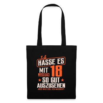 18. Geburtstag Geschenk 18 Jahre Spruch - Stoffbeutel - Schwarz - Vorne