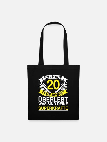 20 Ehejahre Überlebt 20 Hochzeitstag Geschenk - Stoffbeutel - Schwarz