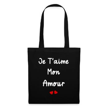 je t'aime mon amour - Sac en tissu - noir - Devant