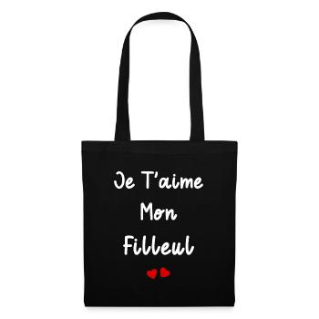 Je t'aime mon Filleul - Sac en tissu - noir - Devant