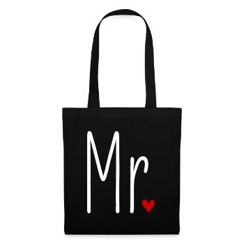 Matching couple Mr and Mrs Valentine's Day matching pair - Tote Bag - black - Front