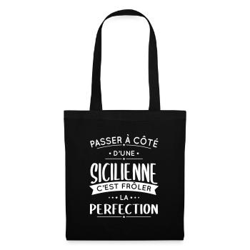 Sicilienne - Frôler la perfection - Sicile - Sac en tissu - noir - Devant