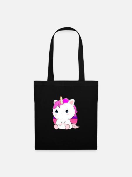 Niedliche Einhorn-Katze - Stoffbeutel - Schwarz