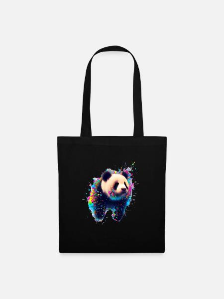 Farbexplosion Panda Bär - Stoffbeutel - Schwarz