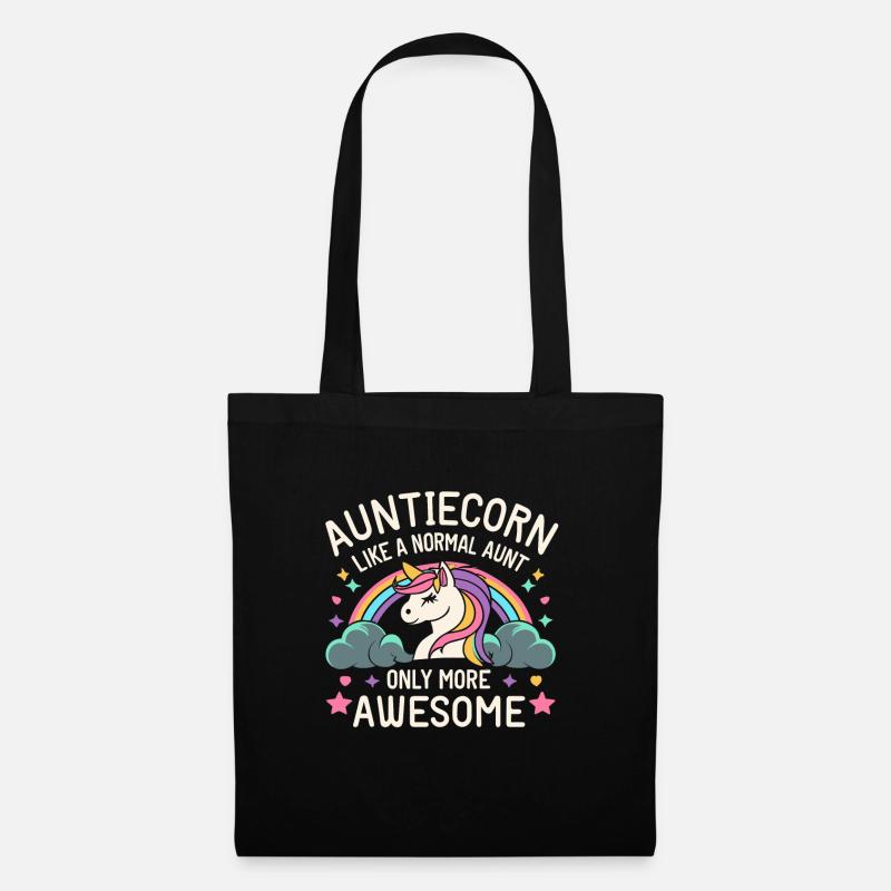 Auntiecorn Tante Einhorn - Stoffbeutel - Schwarz