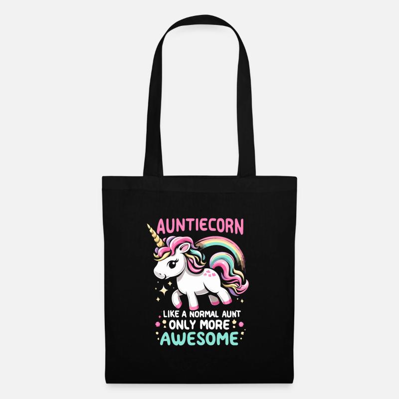 Auntiecorn Tante Einhorn - Stoffbeutel - Schwarz
