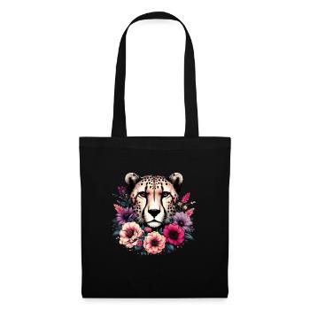 Guépard Fleurs de guépard - Sac en tissu - noir - Devant