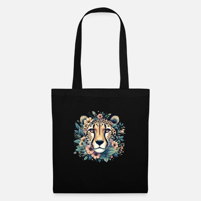 Guépard Fleurs de guépard - Sac en tissu - noir