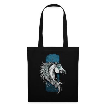 Celestial Beauty: Blue-Eyed Pegasus feathered hors - Tote Bag - black - Front