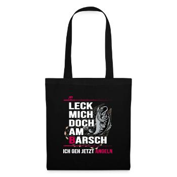 Angler angelt Barsch Angelhaken Angelschein - Stoffbeutel - Schwarz - Vorne